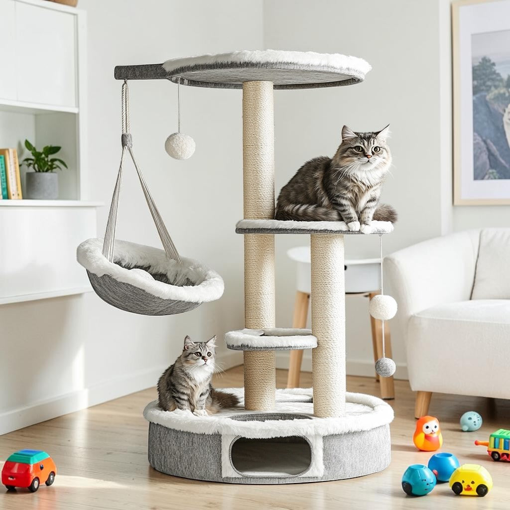 Mvdxf All-in-One Cat Activity Tower - Multi-Level Climbing Tree with Condo, Hammock & Scratching Posts - Large Play Center for Indoor Cats