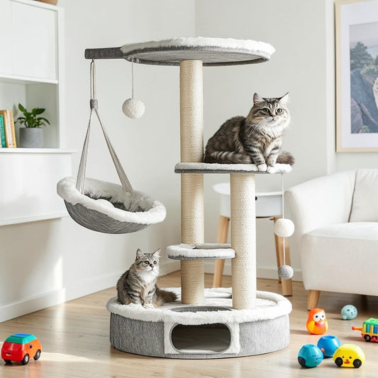 Mvdxf All-in-One Cat Activity Tower - Multi-Level Climbing Tree with Condo, Hammock & Scratching Posts - Large Play Center for Indoor Cats