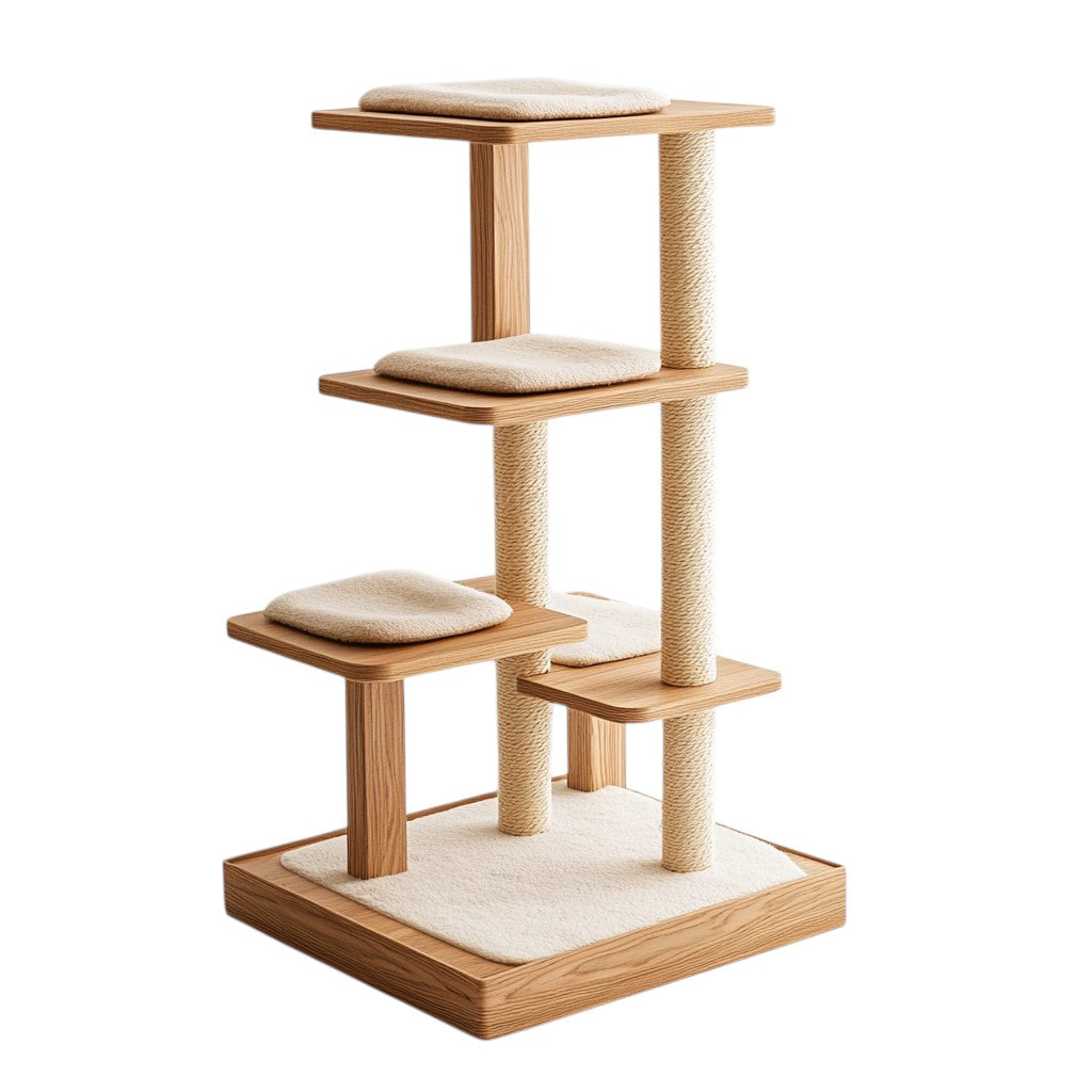 Mvdxf Cat Tree - Modern Multi-Level Tower for Indoor Cats - Sturdy Wood Construction with Sisal Scratching Posts & Plush Perches