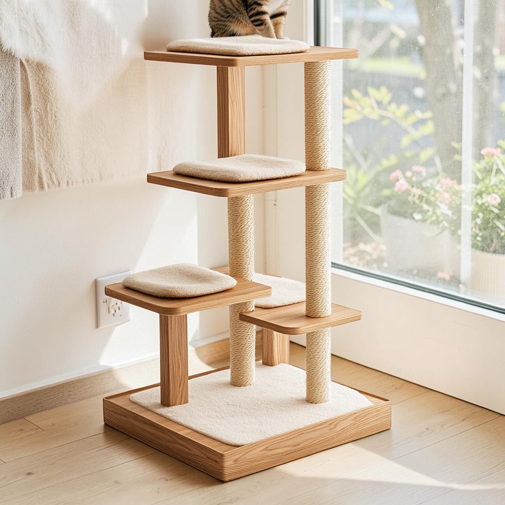 Mvdxf Cat Tree - Modern Multi-Level Tower for Indoor Cats - Sturdy Wood Construction with Sisal Scratching Posts & Plush Perches