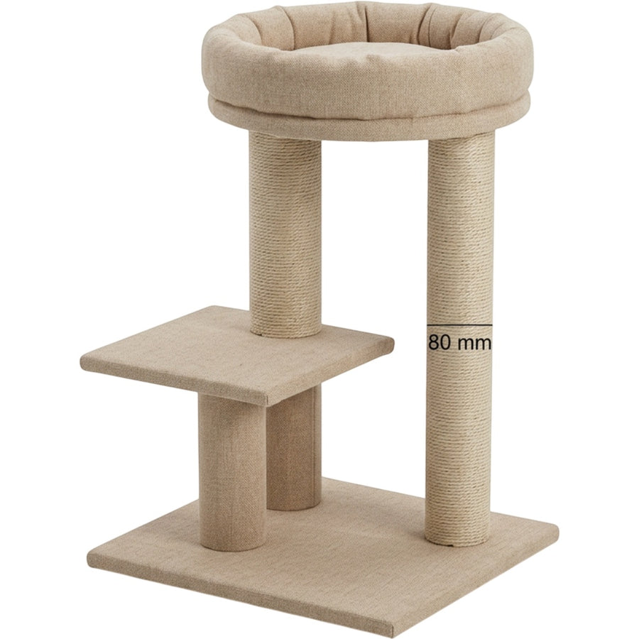 Mvdxf Compact Double Post Basket Cat Tree Oatmeal